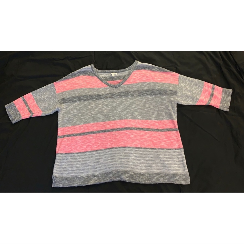Grey and Pink Striped Sweater